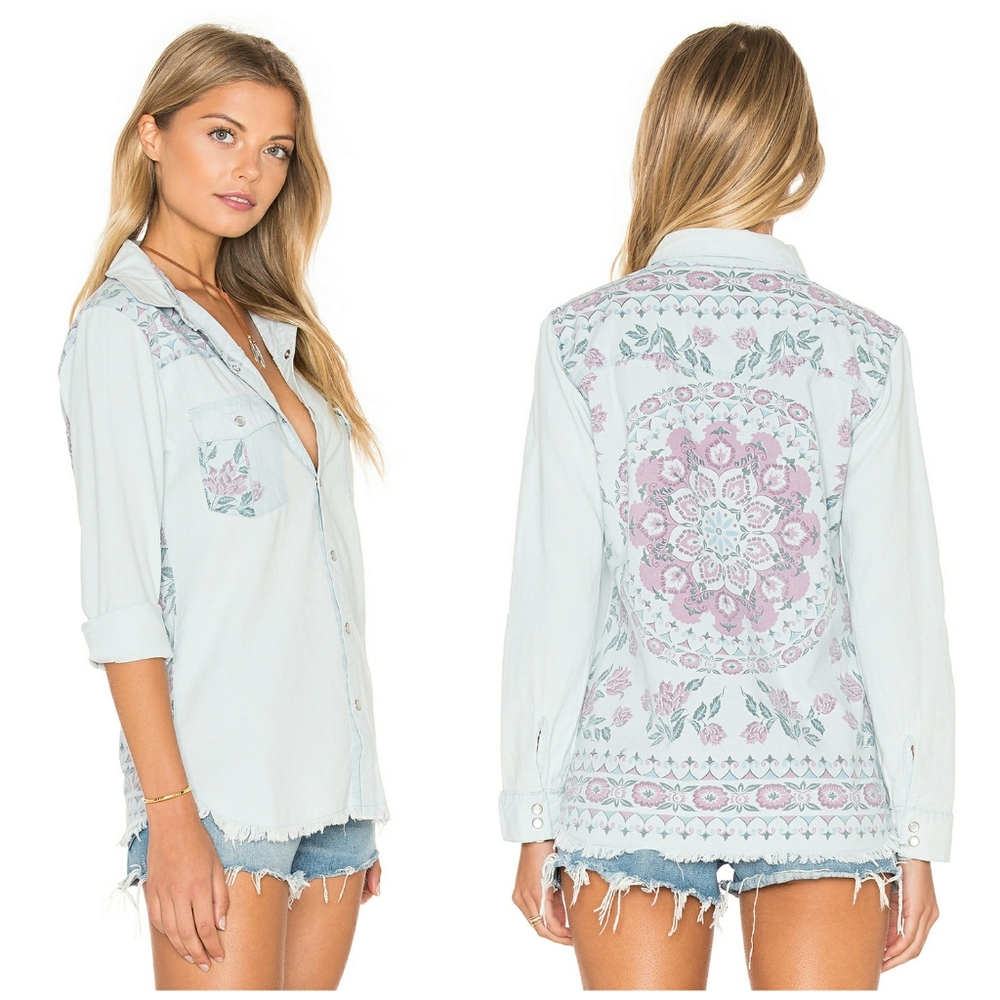 Pandora Denim Shirt Jean Jacket Chambray Blouse Spell Designs S Buttondown jeans